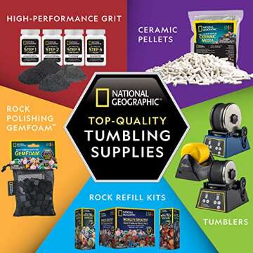 National Geographic Rock Tumbling Media – GemFoam Reusable Rock Polisher Foam, Use After Rock Tumbling Grit Cycles, Adds Shine to Tumbled Rocks and Minerals, Rock Tumbling Supplies