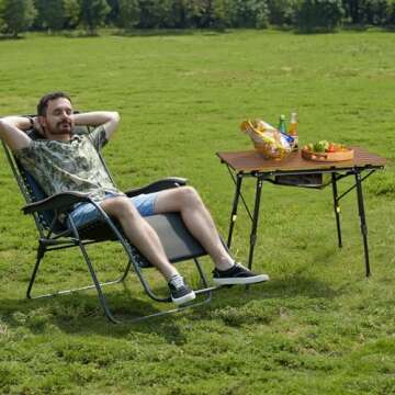 PORTAL Camping Table - Ultra Lightweight Folding Table with Adjustable Height and Carry Bag for Outd...