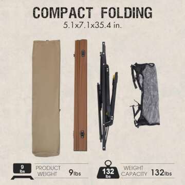 PORTAL Lightweight Folding Camping Table with Adjustable Legs