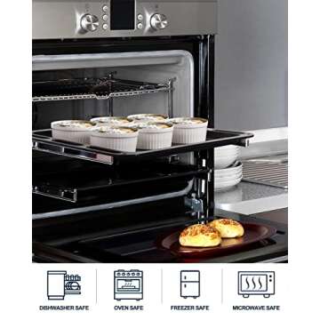 Delling Ramekins 12 Oz Oven Safe, Creme Brulee Set, 6 PACK Porcelain Souffle Dish for Baking, Soup Bowls for French Onion Soup White