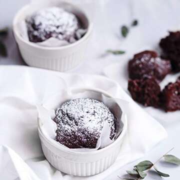 Delling Ramekins 12 Oz Oven Safe, Creme Brulee Set, 6 PACK Porcelain Souffle Dish for Baking, Soup Bowls for French Onion Soup White