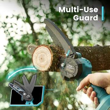 Seesii Mini Chainsaw Cordless 6-inch, Handheld Electric Power Chain Saw with 2 Batteries, for Tree Trimming Wood Cutting, Best Gifts for Dad, Husband