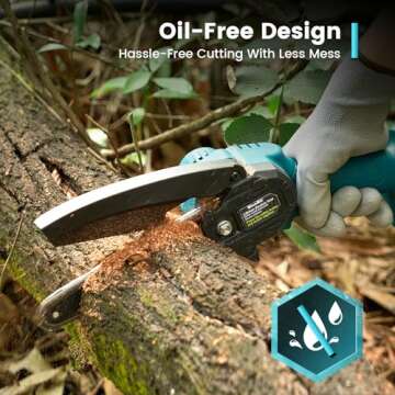 Seesii Mini Chainsaw Cordless 6-inch, Handheld Electric Power Chain Saw with 2 Batteries, for Tree Trimming Wood Cutting, Best Gifts for Dad, Husband
