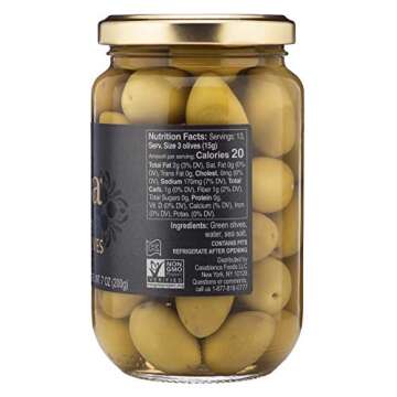 Mina Green Olives, 12.5 oz - Delicious Green Olives, Vegan Snack, Premium Hand Picked Moroccan Olive...