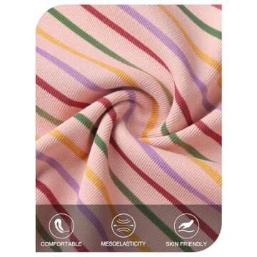 MEROKEETY Women's Summer Colorful Striped Blouse