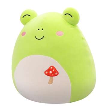 Squishmallows Original 14-Inch Wendy Green Frog with Mushroom Embroidery - Official Jazwares Plush (Large)