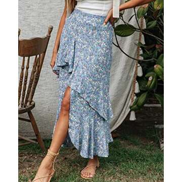 BTFBM Women’s Boho Maxi Skirt For Spring and Summer