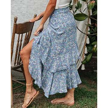 BTFBM Women’s Boho Maxi Skirt For Spring and Summer
