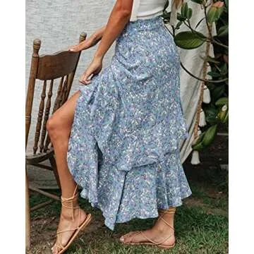 BTFBM Women’s Boho Maxi Skirt For Spring and Summer