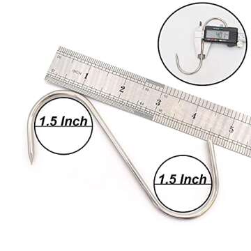 HONSHEN 20 pcs 5 Inch Meat Hooks S-Hook, 4mm Stainless Steel Meat Hook for Butcher,Processing,Hanging,Chicken,Hunting,Smoking,Drying BBQ Grill Cooking (20 pcs 5inch Meat Hook)