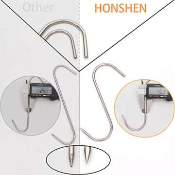 HONSHEN 20 pcs 5 Inch Meat Hooks S-Hook, 4mm Stainless Steel Meat Hook for Butcher,Processing,Hanging,Chicken,Hunting,Smoking,Drying BBQ Grill Cooking (20 pcs 5inch Meat Hook)