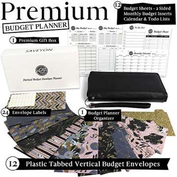 Budget Planner Organizer Wallet with 12 Cash Envelopes