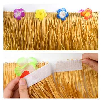 KUUQA Hawaiian Table Skirt with 48 Tropical Accessories