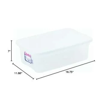 Sterilite 16 Quart Basic Clear Storage Box with White Lid (Pack of 2)