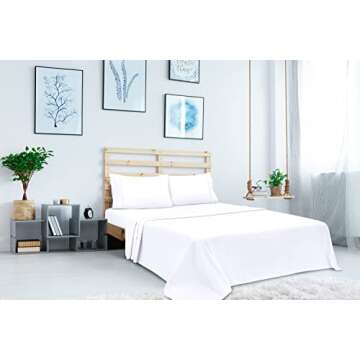 Royale Linens Queen Flat Sheet - Ultra Soft Brushed 1800 Microfiber Flat Sheets Only - Wrinkle Free & Stain Resistant - Hotel Quality Top Sheet for Bed (Queen, White)
