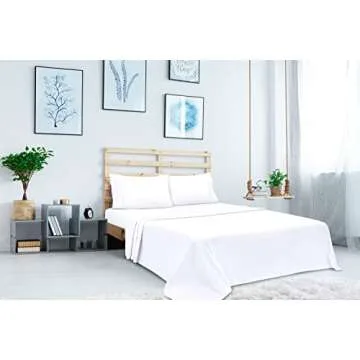 Royale Linens Queen Flat Sheet - Ultra Soft Brushed 1800 Microfiber Flat Sheets Only - Wrinkle Free & Stain Resistant - Hotel Quality Top Sheet for Bed (Queen, White)