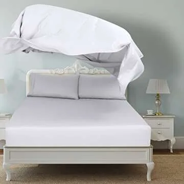 Royale Linens Queen Flat Sheet - Ultra Soft Brushed 1800 Microfiber Flat Sheets Only - Wrinkle Free & Stain Resistant - Hotel Quality Top Sheet for Bed (Queen, White)