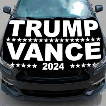 Faizaham Trump 2024 Flag Car Hood Cover 4x5 Ft Elastic Fabrics Can be Washed, JD-Vance Banner Flag for Decoration Event Item(Vance 12), Clear