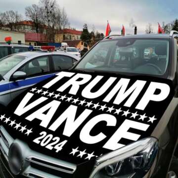 Faizaham Trump 2024 Flag Car Hood Cover 4x5 Ft Elastic Fabrics Can be Washed, JD-Vance Banner Flag for Decoration Event Item(Vance 12), Clear