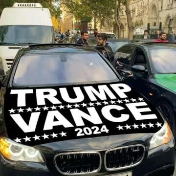 Faizaham Trump 2024 Flag Car Hood Cover 4x5 Ft Elastic Fabrics Can be Washed, JD-Vance Banner Flag for Decoration Event Item(Vance 12), Clear