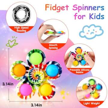 Gigilli Fidget Spinners Pop for Kids 2 Pack, Sensory Fidget Toys for Kids 8-12 4-8 Goodie Bags Stuffers, ADHD Autism Fidget Toys for Toddler 1-3 Boys Girls, Classroom Prizes Valentines Birthday Gifts