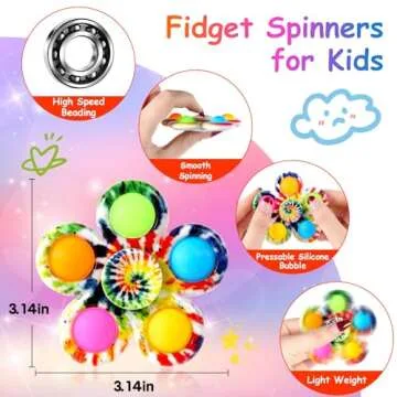 Gigilli Fidget Spinners Pop for Kids 2 Pack, Sensory Fidget Toys for Kids 8-12 4-8 Goodie Bags Stuffers, ADHD Autism Fidget Toys for Toddler 1-3 Boys Girls, Classroom Prizes Valentines Birthday Gifts