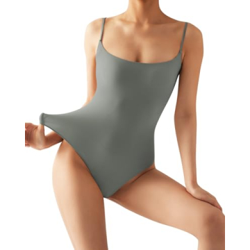 SUUKSESS Sexy Square Neck Backless Bodysuit for Women