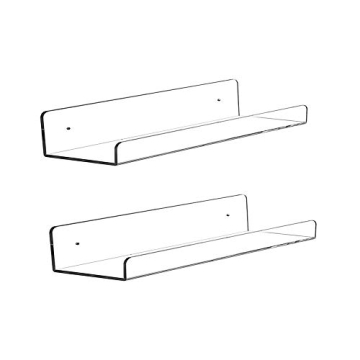 CY craft Wall Mounted Acrylic Floating Shelf 15 Inch Clear Ledge Shelf, Invisible Nursery Kids Books...