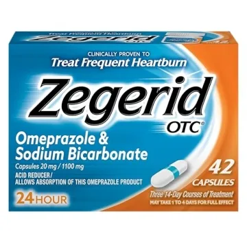 Zegerid OTC, Omeprazole 20mg and Sodium Bicarbonate, Gentle Heartburn Relief, 24hr Protection, 1 Pac...
