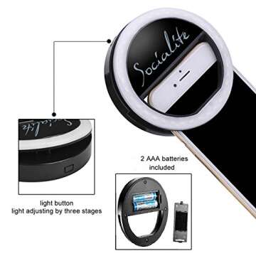 Socialite Selfie Ring Light for Cell Phones – Portable Lighting