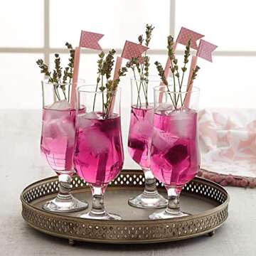 LAV Hurricane Glasses Set of 6 - Pina Colada Cocktail Glasses 13 Oz - Great Choice for Tropical Drinks & Beers and Juice - Lead-Free Clear Tulip Drinking Cups Father's Day Gift