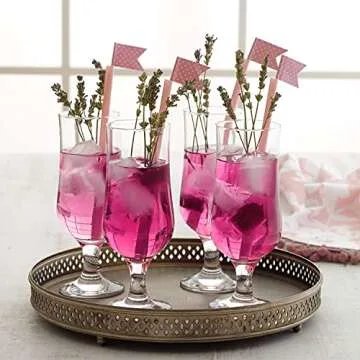 LAV Hurricane Glasses Set of 6 - Pina Colada Cocktail Glasses 13 Oz - Great Choice for Tropical Drinks & Beers and Juice - Lead-Free Clear Tulip Drinking Cups Father's Day Gift