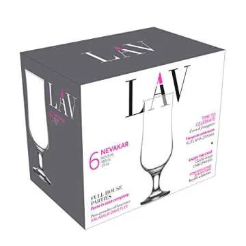 LAV Hurricane Glasses Set of 6 - Pina Colada Cocktail Glasses 13 Oz - Great Choice for Tropical Drinks & Beers and Juice - Lead-Free Clear Tulip Drinking Cups Father's Day Gift