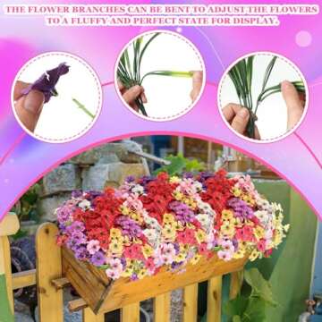 Lyrow 100 Bundles Violet Artificial Flowers, UV Resistant Faux Flowers Outdoor, Faux Silk Flowers, Fake Violet Flowers Bulk for Front Porch Hanging Garden Courtyard Farmhouse Home