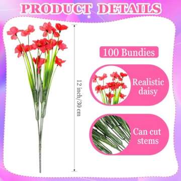 Lyrow 100 Bundles Violet Artificial Flowers, UV Resistant Faux Flowers Outdoor, Faux Silk Flowers, Fake Violet Flowers Bulk for Front Porch Hanging Garden Courtyard Farmhouse Home