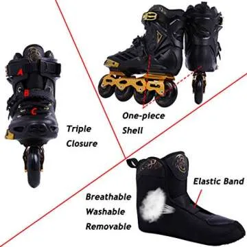 LIKU Unisex Fitness Inline Skates Black&Gold