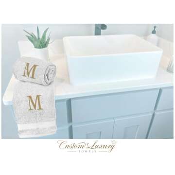 Monogrammed Hand Towels - Set of 2 - Genuine Turkish Hand Towels - Choose Any Letter - Choose Towel and Thread Color - Embroidered Modern Monogram - Personalized Towels - Monogrammed Towels