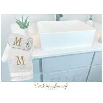 Custom Monogrammed Hand Towels - Elegant Luxury Gift Set