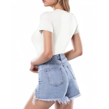 MANGOPOP Women’s Round Neck Short Sleeve Bodysuit