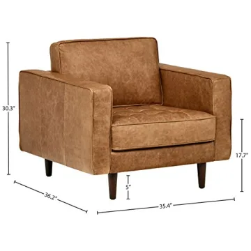 Rivet Aiden Leather Accent Chair - Mid-Century Style