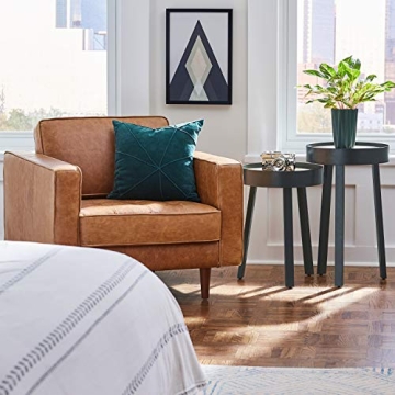 Rivet Aiden Leather Accent Chair - Mid-Century Style