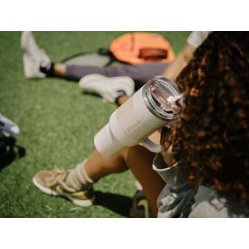 Stanley Quencher ProTour Flip Straw Tumbler with Leakproof Lid 40 oz | Built-In Straw & Handle | Cupholder Compatible for Travel | Insulated Stainless Steel Cup | BPA-Free | Rose Quartz Fade