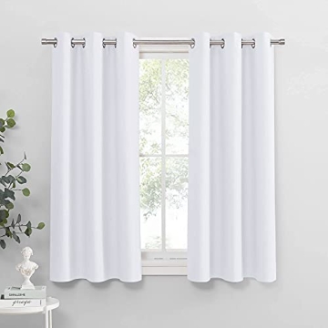 PONY DANCE Curtains White Short - Home Decor Panels Elegant Chrome Window Treatments Match with Drap...