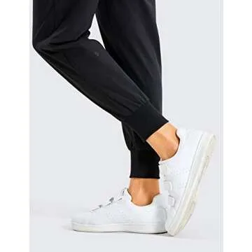 CRZ YOGA Women's Lightweight Workout Joggers 27.5" - Travel Casual Outdoor Running Athletic Track Hiking Pants with Pockets Black Medium