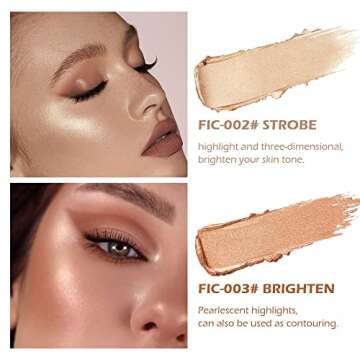 2 PCS Moisturize Shimmer Highlighter Metallic Eyeshadow Stick,Non Stick Face Brightens Bronze Pencil...
