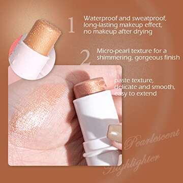 2 PCS Moisturize Shimmer Highlighter Metallic Eyeshadow Stick,Non Stick Face Brightens Bronze Pencil,Multi-Use Highlighter Glitter Eyeshadow Makeup Stick,Easy to Use Waterproof Long-lasting Effect