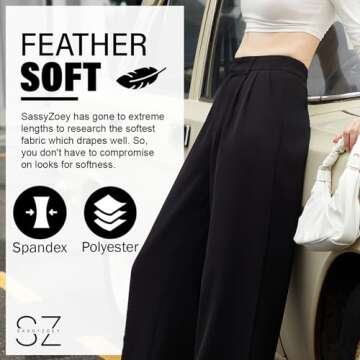 Stylish SASSY ZOEY Wide Leg Pants for Women in Black