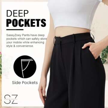 Stylish SASSY ZOEY Wide Leg Pants for Women in Black