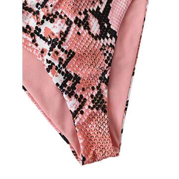 SOLY HUX Women's Deep V Plunge Monokini One Piece Swimsuits Sexy Bathing Suits Pink L