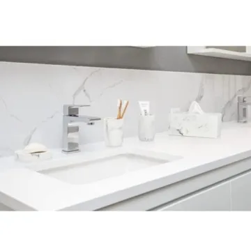 Essentra Home White Marble Toothbrush Holder for Chic Organizing